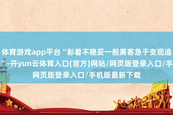 体育游戏app平台“彰着不稳妥一般黑客急于变现追赶利益的行动”-开yun云体育入口(官方)网站/网页版登录入口/手机版最新下载